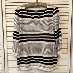 Talbots striped split neck tee  Size L